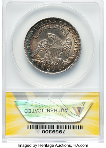 image for: 1830 50C Small 0, O-107, R.2 -- Cleaned -- ANACS Details. AU55 Details. Mintage 4,764,800....