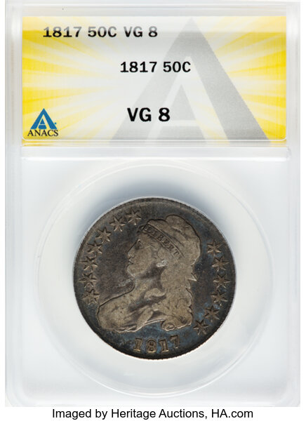 image for: 1817 50C O-110, R.2, VG8 ANACS.  Mintage 1,215,567....