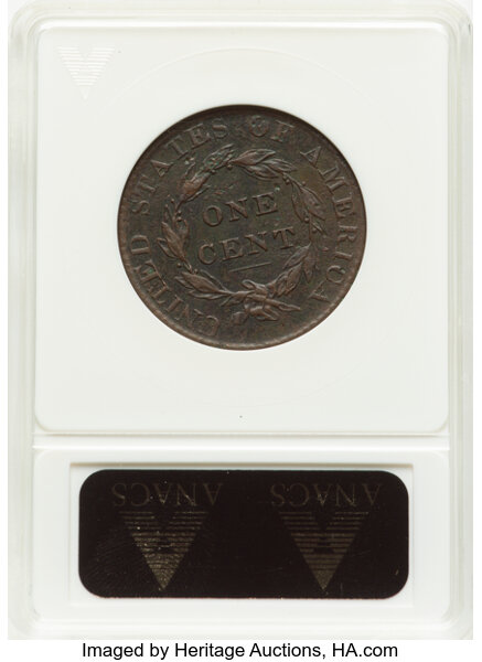 image for: 1824/2 1C N-1, R.1 -- Corroded -- ANACS Details. XF Details, Net Fine 12. Housed in a small-sized holder. Mintage 1,262,000...