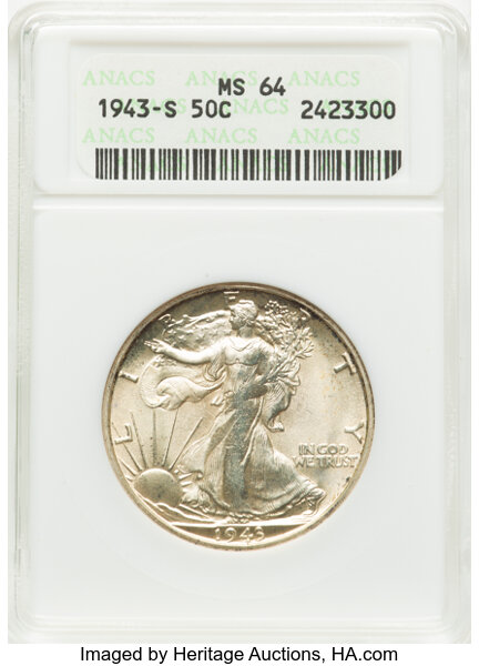 1943 S Half Dollar MS Values | Greysheet