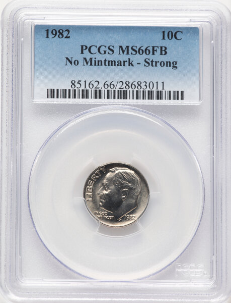 image for: 1982 10C No P, Strong, MS66 Full Bands PCGS. CDN: $420 Whsle. Bid for NGC/PCGS MS66. ...
