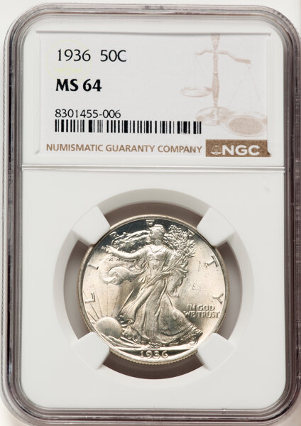 1936 Walking Liberty Half Dollar Mint State (MS) Pricing Guide