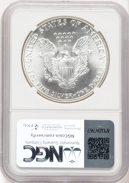 image for: 1986 Silver Eagle $1  NGC MS70