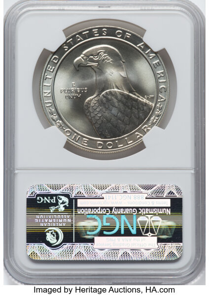 thumbnail for: 1983-D Los Angeles Olympiad Discus Thrower S$1 NGC MS70