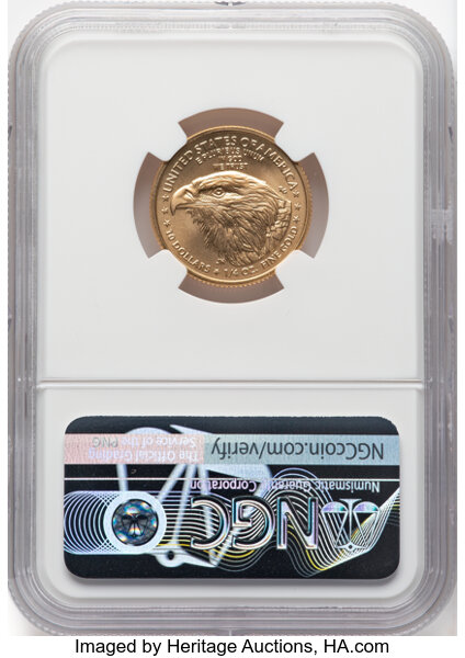 image for: 2021-W Gold Eagle, Type 2, Unfinished Proof Dies $10  NGC MS70