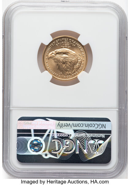 image for: 2021-W Gold Eagle, Type 2, Unfinished Proof Dies $10  NGC MS70