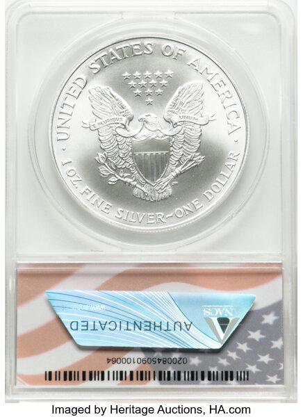 image for: 2002 Silver Eagle $1  ANACS MS70