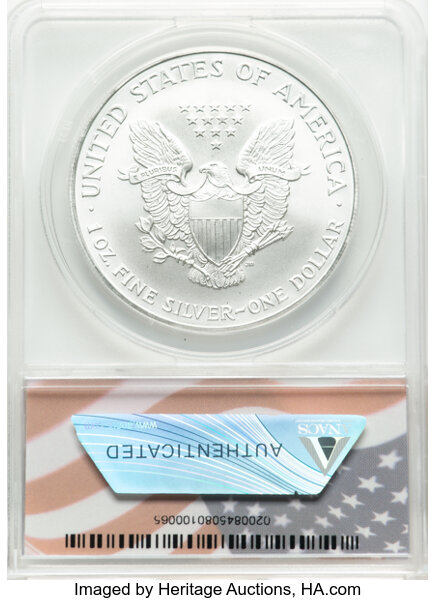 image for: 2001 Silver Eagle $1  ANACS MS70