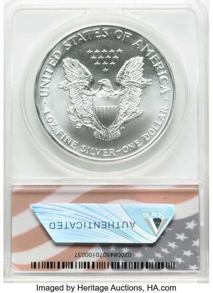 image for: 1998 Silver Eagle $1  ANACS MS70