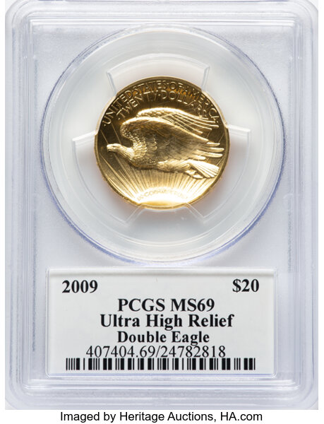 thumbnail for: 2009-P Ultra High Relief G$20  PCGS MS69