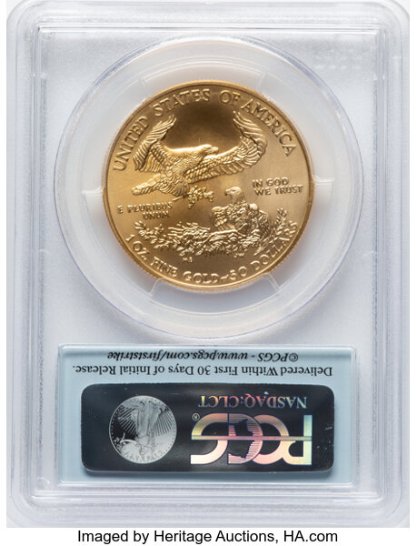 image for: 2015-W $50 One-Ounce Gold Eagle, First Strike, Burnished, SP70 PCGS....