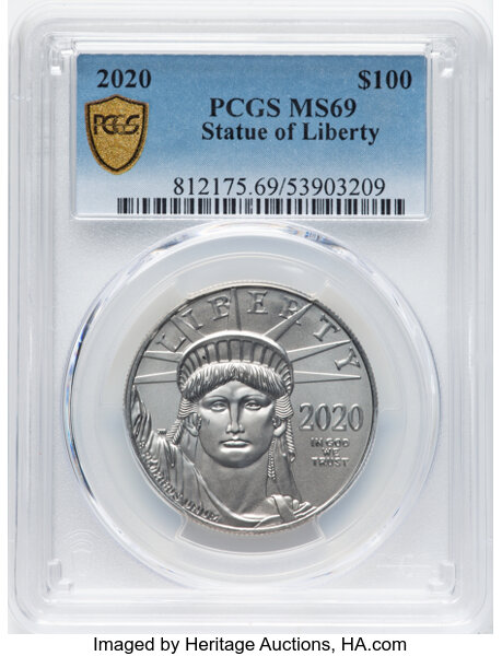 thumbnail for: 2020 Platinum Eagle P$100  PCGS MS69