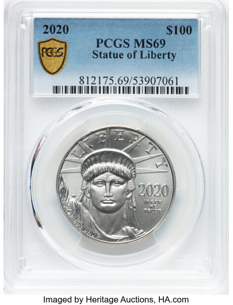 thumbnail for: 2020 Platinum Eagle P$100  PCGS MS69