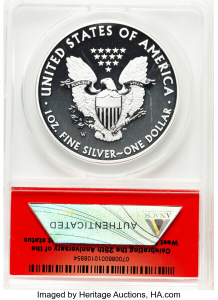 image for: 2013-W Silver Eagle, Enhanced, West Point Mint Set $1  ANACS MS70