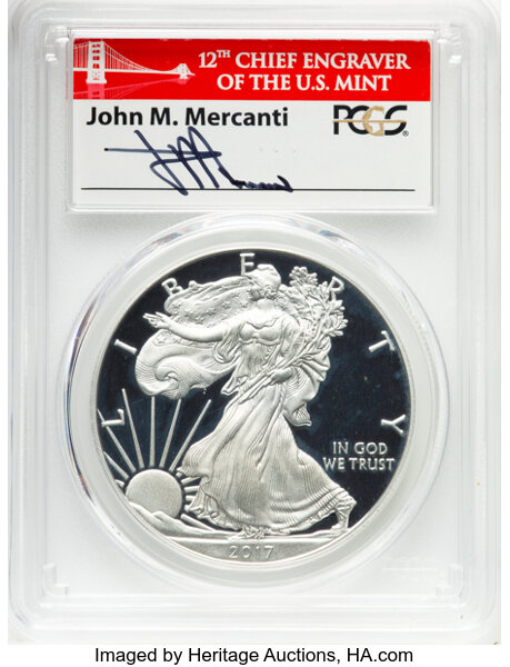 image for: 2017-S $1 Silver Eagle, Congratulations Set, First Day of Issue, Mercanti Signature, PR70 Deep Cameo PCGS....