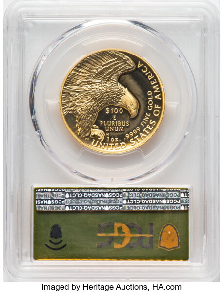 image for: 2019-W $100 High Relief Enhanced, .9999 Fine, SP70 Deep Mirror Prooflike PCGS....
