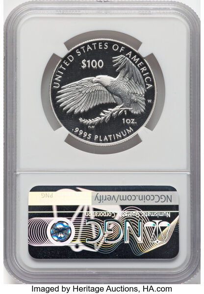 image for: 2021-W $100 One-Ounce Platinum Eagle, Freedom of Religion, PR70 Ultra Cameo NGC. Authentic hand-signed, Don Everhart. CDN: ...