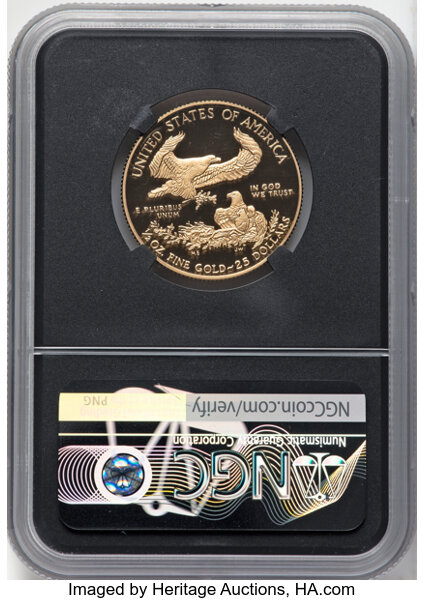 image for: 2021-W G$25 Half-Ounce Gold Eagle, Type One, First Day of Issue, PR70 Ultra Cameo NGC. Authentic hand-signed, John M. Merca...