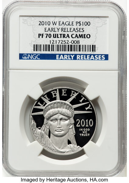 image for: 2010-W $100 One-Ounce Platinum Eagle, Early Releases, PR70 Ultra Cameo NGC. NGC Census: 0 in 70 Ultra Cameo, (11/25)....