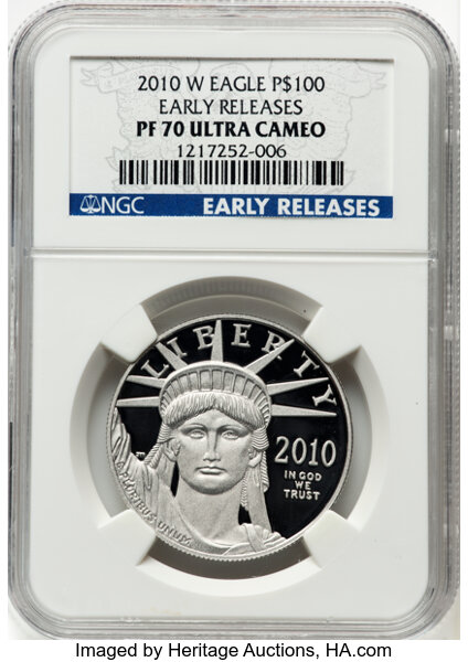 image for: 2010-W $100 One-Ounce Platinum Eagle, Early Releases, PR70 Ultra Cameo NGC. NGC Census: 0 in 70 Ultra Cameo, (11/25)....