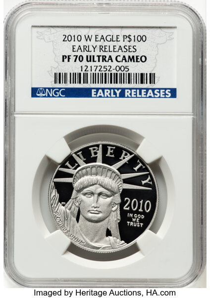 image for: 2010-W $100 One-Ounce Platinum Eagle, Early Releases, PR70 Ultra Cameo NGC. NGC Census: 0 in 70 Ultra Cameo, (11/25)....