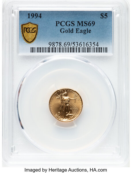 image for: 1994 Gold Eagle $5  PCGS MS69