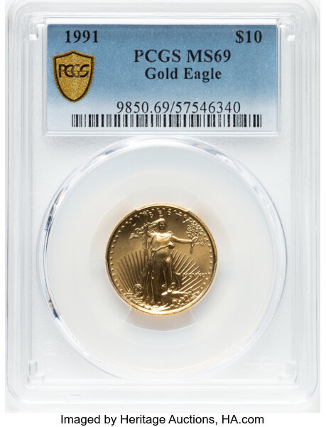 image for: 1991 Gold Eagle $10  PCGS MS69