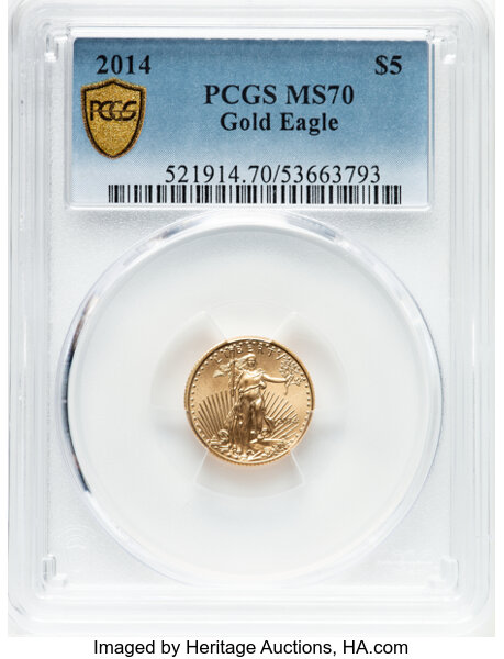 thumbnail for: 2014 Gold Eagle $5  PCGS MS70