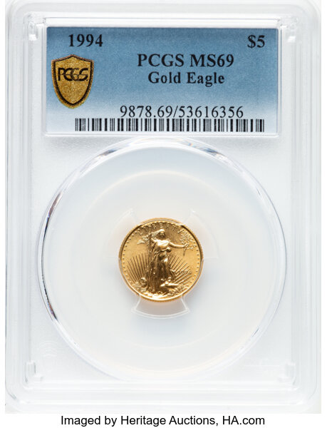 image for: 1994 Gold Eagle $5  PCGS MS69