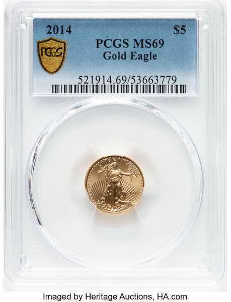 thumbnail for: 2014 Gold Eagle $5  PCGS MS69