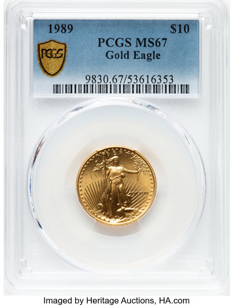 image for: 1989 Gold Eagle $10  PCGS MS67