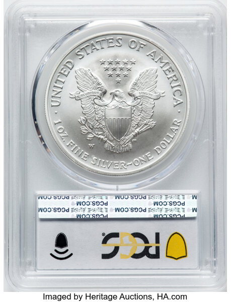 thumbnail for: 2008-W Silver Eagle, Burnished, Reverse of 2007 $1  PCGS MS70