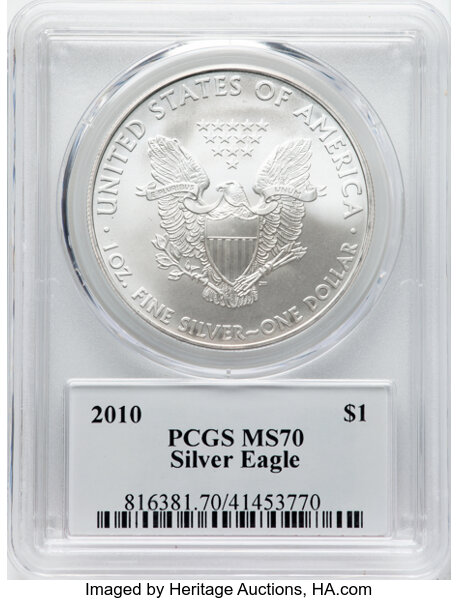 image for: 2010 Silver Eagle $1  PCGS MS70