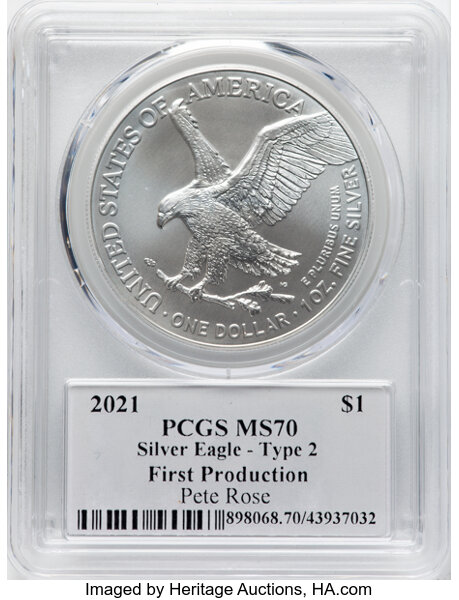 image for: 2021 Silver Eagle, Type 2 $1  PCGS MS70
