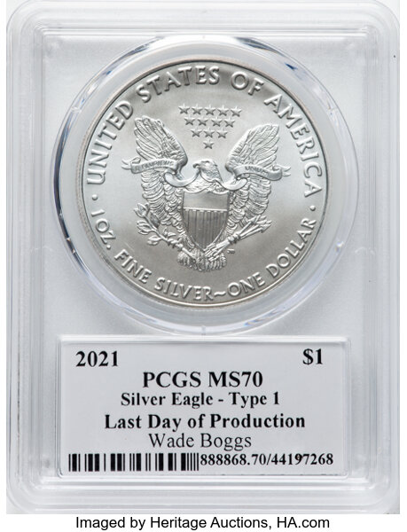 thumbnail for: 2021 Silver Eagle, Type 1 $1  PCGS MS70