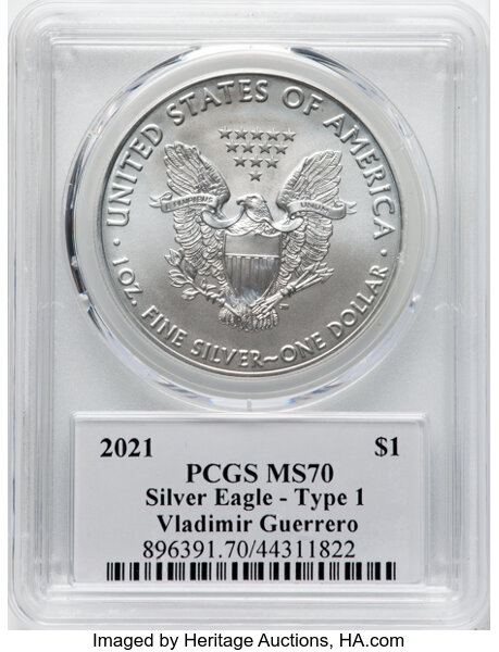 image for: 2021 Silver Eagle, Type 1 $1  PCGS MS70