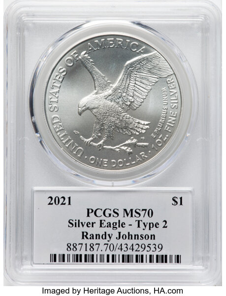 thumbnail for: 2021 Silver Eagle, Type 2 $1  PCGS MS70