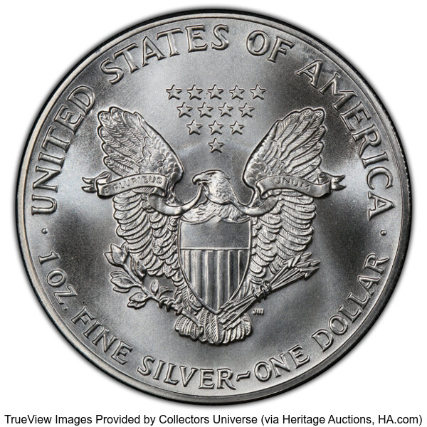 image for: 1987-(S) $1 Silver Eagle, Struck at San Francisco, First Strike, MS70 PCGS. Signed, John M. Mercanti....