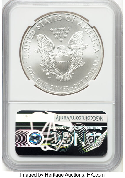 thumbnail for: 2008-W Silver Eagle, Burnished $1  NGC MS70