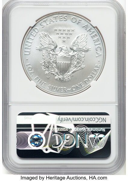 thumbnail for: 2015-W Silver Eagle, Burnished $1  NGC MS70
