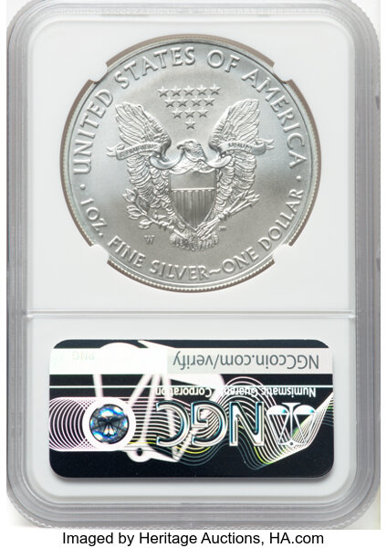 image for: 2019-W Silver Eagle, Burnished $1  NGC MS70