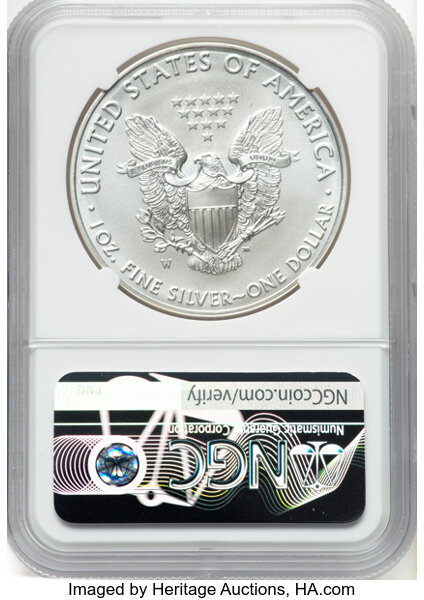 image for: 2016-W Silver Eagle, Burnished, 30th Anniversary $1  NGC MS70