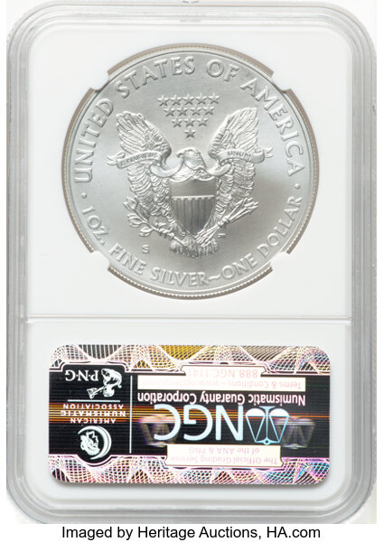 image for: 2011-S Silver Eagle, Burnished, 25th Anniversary $1  NGC MS70