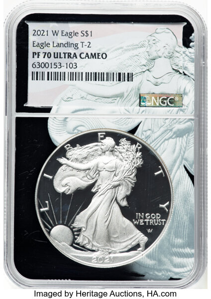 thumbnail for: 2021-W Silver Eagle, Type 2 $1  NGC PR70 DCAM