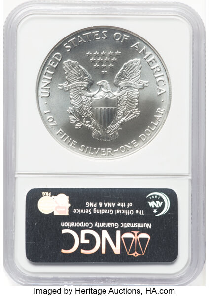 image for: 1993 Silver Eagle $1  NGC MS70