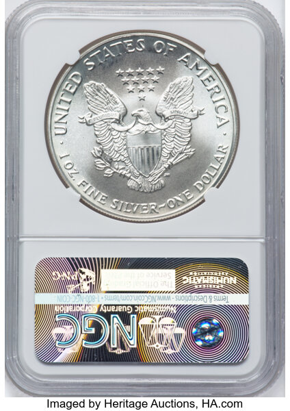 image for: 1987 Silver Eagle $1  NGC MS70