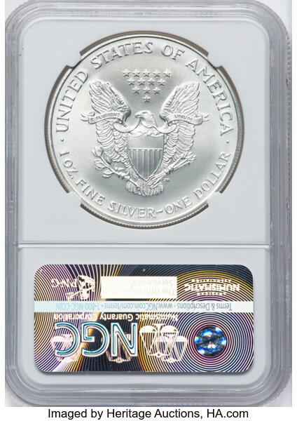 image for: 2000 Silver Eagle $1  NGC MS70