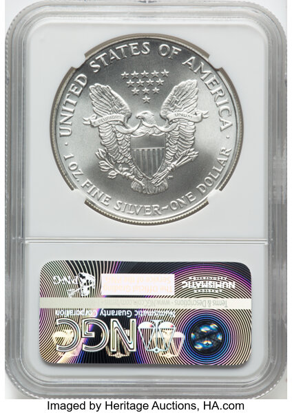 image for: 1991 Silver Eagle $1  NGC MS70