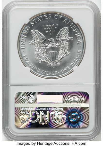 image for: 1999 Silver Eagle $1  NGC MS70