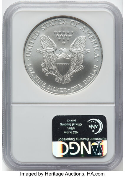 image for: 1996 Silver Eagle $1  NGC MS70